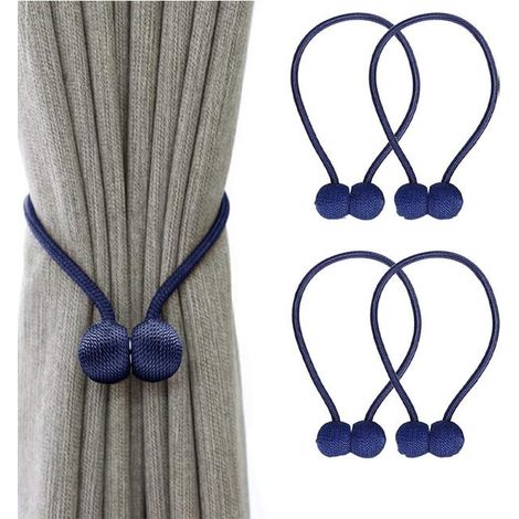 Correas magnéticas para cortina con hebilla, presilla para casco, longitud total 48 cm (azul marino) (1/5)