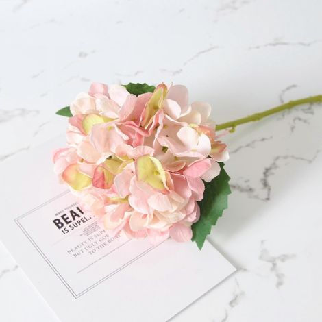 Hortensia en soie, plante résistante, feuilles vertes, centre de table pour mariage et autres événementsrose (1/5)