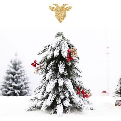 SAPIN DE NOËL ARTIFICIEL VERT ENNEIGÉ PETIT 40 CM AVEC BAIES DE NEIGE (1/4)