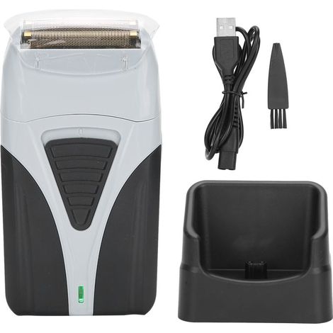 Tondeuse à barbe et rasoir électrique portable professionnel pour hommes — Idéal pour le rasage, [Inclus : 1 rasoir, socle de charge, brosse de nettoyage, câble USB, capuchon de protection de lame] (1/5)