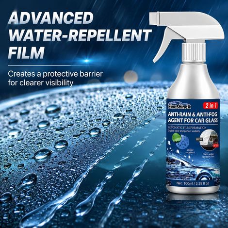 KineShineX Autoglas-Regen- und Beschlagschutzspray in einem, wasserdichte Beschichtung für Autoscheiben, Regen- und Beschlagschutz (1/4)
