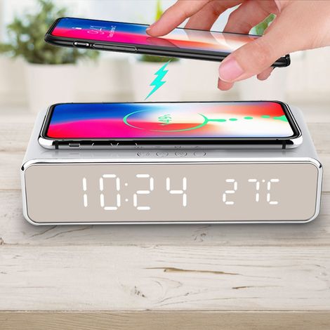 Réveil numérique 3 en 1, horloge de chevet électronique, thermomètre, alimentation USB avec batterie intégrée (1/5)