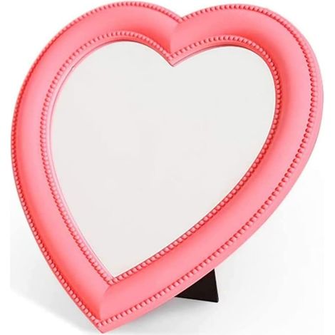 Miroir de maquillage en forme de cœur – décoration de coiffeuse – rose – 26,9 cm de large (1/5)