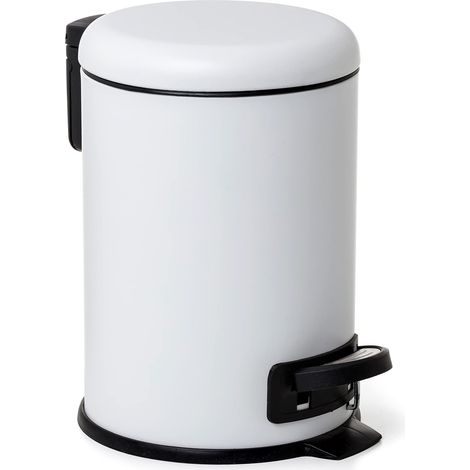 TATAY Cestino da Bagno con Pedale in acciaio inossidabile con pedale, Capacità 3L, Interno rimovibile, Chiusura ammortizzata, Senza BPA, Colore bianco. Misure 17,5 x 22,5 x 25 cm (1/4)