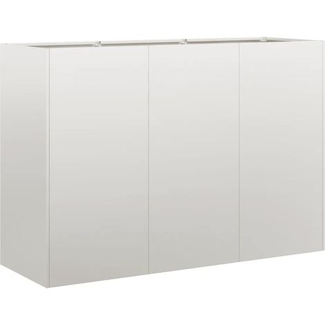 Jardinière moderne extérieure 120 x 40 x 80 cm grande capacité avec fond ouvert en acier inoxydable (1/5)