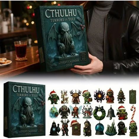 Calendrier de l'Avent Cthulhu Terrors of Yule 2026, 24 jours, ensemble de décorations de compte à rebours de Noël effrayantes (1/3)