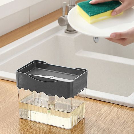 Automatischer Küchenwaschmittelbehälter mit Geschirrspülschwamm-Aufsatz (1/5)