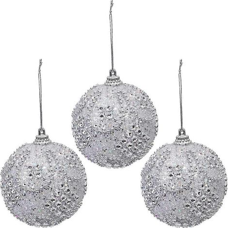 cm große, funkelnde, bruchsichere Kristall-Weihnachtsbaumkugeln, 3 Stück (silber)bd (1/5)