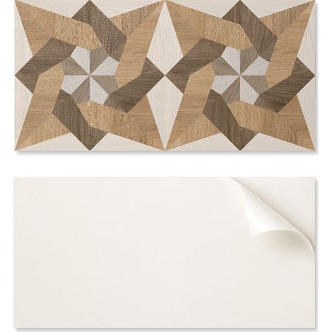 Azulejos de pared autoadhesivos de vinilo con dise帽o poligonal de mosaico de madera, 10x40x20 cm.