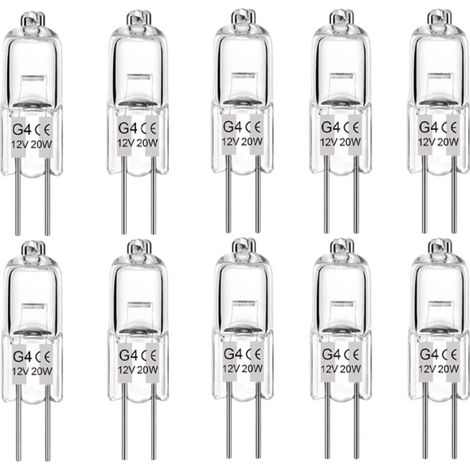 Bombilla halógena, bombilla halógena para campana extractora, lámpara halógena G4, regulable, 12V 20W, 10 unidades