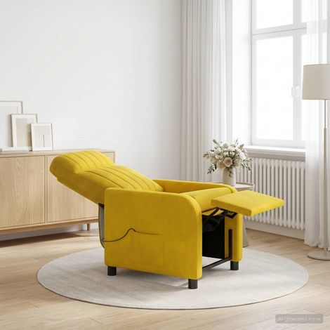 vidaXL Fauteuil de massage inclinable Jaune Velours (V) (1/5)