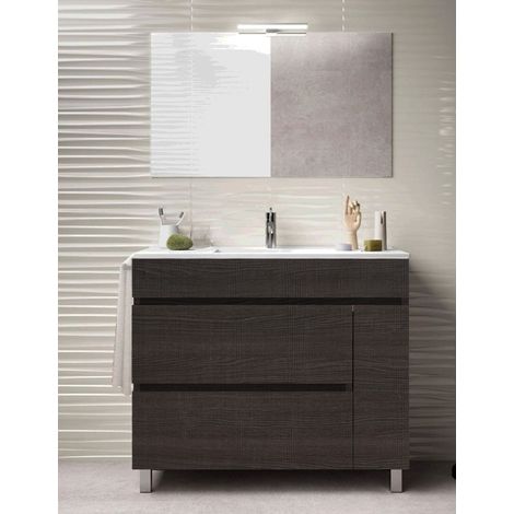 Conjunto de Baño Caprera 2 cajones y una puerta - 7 colores distintos -15 medidas - incluye mueble, lavabo y espejo - Roble Sinatra 70 x 45 cm (1/3)