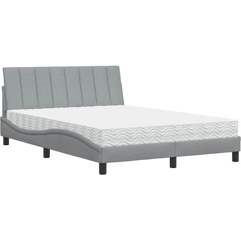 Maison Exclusive - Lit avec matelas Hanko gris clair 120x200 cm tissu (1/5)