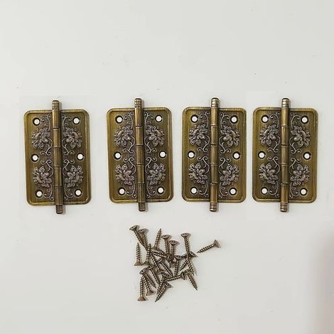 (4 pièces) 4 charnières robustes en laiton massif épais pour meubles, charnières papillon pliantes de type H pour armoires et placards (1/5)