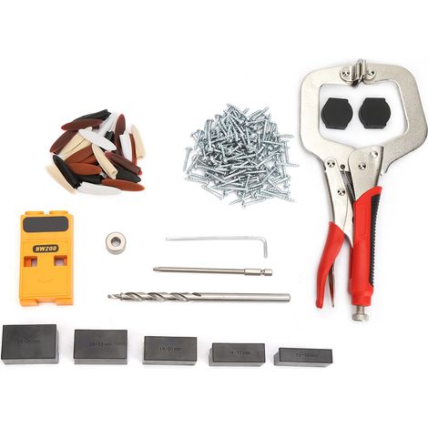 Kit de gabarit de perçage oblique pour trous de poche, guide de perçage bois avec positionneur et poinçon oblique. (1/5)