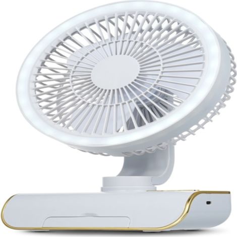 Nouveau petit ventilateur oscillant automatique rechargeable par USB, idéal pour les chambres d'étudiants, les bureaux, le camping, et doté d'un éclairage multifonctionnel (1/5)