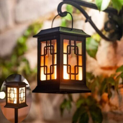 Outdoor solar lantern – 2 lighting modes (warm/flame) – 3 in 1 installation – IP65 waterproof – Garden decoration (1/5)