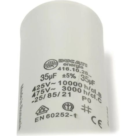 Condensador Motor 35uf 425vac Faston + M8 Ducati Medidas 40x95mm 35mf450v/ducati