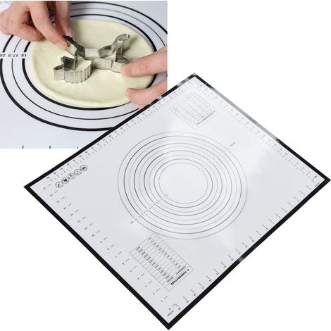 Tapis de Cuisson en Silicone pour Pâtisserie, Pizza et Pâte à Biscuits - Noir