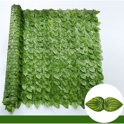 (Pastèque verte, 100 x 300 cm) 1 x 3 m Haie de lierre artificielle à feuilles vertes, panneaux de clôture, fausse haie d'intimité pour la décoration extérieure de la maison, du jardin et du balcon (1/4)