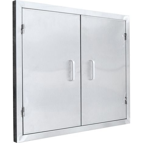 Porte en inox pour cuisine, porte à double battant pour îlot de barbecue – Adaptée aux cuisines intérieures/extérieures, aux armoires et aux placards de rangement (1/5)