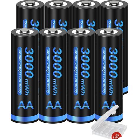 Batería recargable, capacidad de 3000 mWh, diseño ecológico, 8 pilas AA. (1/2)