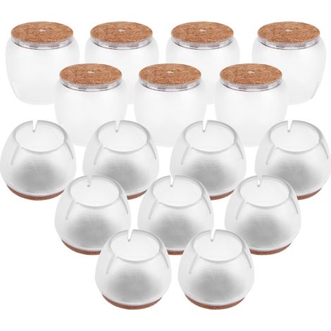 16 embouts de protection antidérapants transparents en PVC pour pieds de table, chaise et meubles (taille L) (1/5)