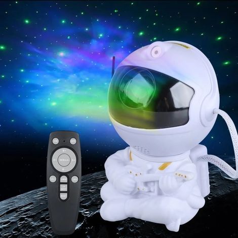 Projecteur Galaxie Astronaute, Veilleuse Ciel Étoilé avec Télécommande, Rechargeable par USB