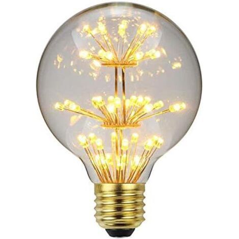 BUNTHAUS G80 3W LED Ampoule de Filament Forme classique sphérique,220V E27 Culot, Blanc Chaud 2200K, Angle de Faisceau 360°, Equivalent à 30 Watt,Surface imprimée aspect starry (G80) (1/5)