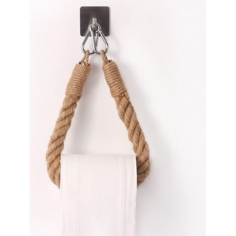 Toilettenpapierhalter, OYEFLY Handtuchhalter aus Hanfseil für Bad und Küche, Papierhalter Bad, Handtuchrollenhalter Toilette (Silber) (1/5)