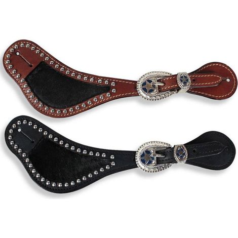 Nero - Portasperoni western Pin tail in cuoio liscio con antistrappo e borchiette