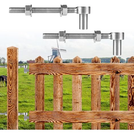 charnières de portail M12 x 150 mm - Boulon en J - En acier - Charge lourde - Pour portail de ferme, portail de jardin, clôture, clôture en bois, entrée (M12 150 mm) (1/5)