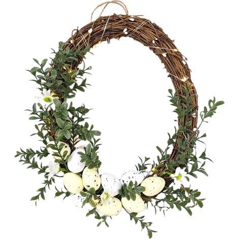Guirlande De Pâques - 30 Lumières Led Chaudes - 30 Cm - Décor Pour Porte D'Entrée Mur Cheminée - Avec Œufs Faux Et Lapin - 1 Pièce (1/5)