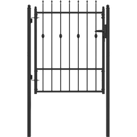 Fence Gate HORST 100 x 125 cm Metal Black Lockable vidaXL