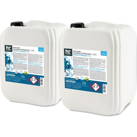Höfer Chemie Gmbh – Peroxyde d'hydrogène 11,9 % en bidon de 10 L – Blanchiment cellulose et bois – Oxygénation aquariums – Agriculture hydroponique