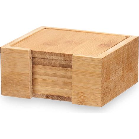 Sous-verres en bois SQUARE pour tasses, bambou, ensemble de 6 (1/4)