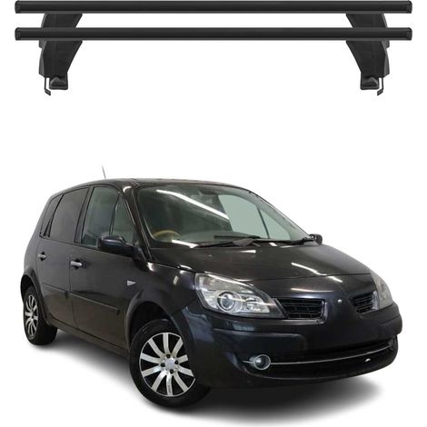 OMAC Barres de toit transversales en aluminium pour Renault Scenic III 2009-2016 – Antivol – Rainure en T – Testées City Crash – Charge Max 50 kg Noir (1/4)