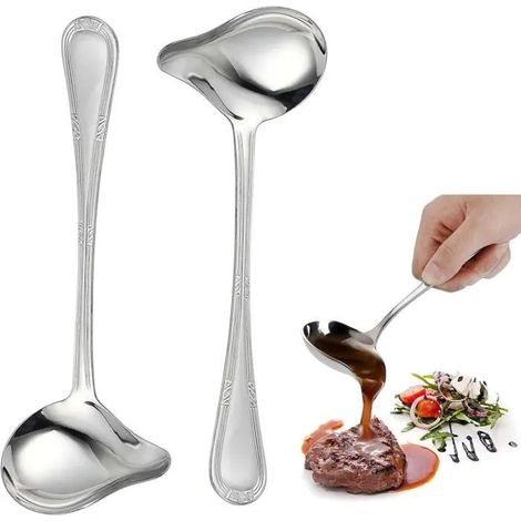 Louche - Cuisine - Inox - 2Pcs - Bec Verseur - Antirouille (1/4)