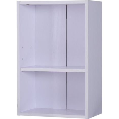EASYCOMFORT Libreria Bassa in Legno, Mobiletto Multiuso Design Moderno Bianco con Ripiano Regolabile 40x24x61cm