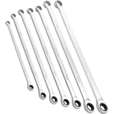 Draper 27778 HI-TORQ® Metric Extra-Long Double Ring Ratchet Spanner Set 7 Piece (1/2)