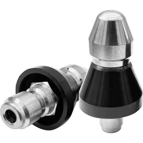 Buse de Nettoyage d'Égout Haute Pression 1 Jet Avant et 6 Jets Arrière Débouchage Tuyau 4 Pouce+ 3 8 Pouce Connecteur Rapide 2pcs (1/5)
