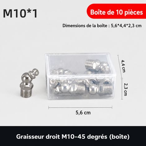 Lot de 10 graisseurs M10 coudés 45° en fer nickelé en boîte m10-45 10 25 300 g – Livraison gratuite