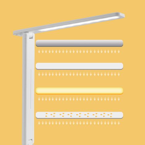 Lampe de table avec protection oculaire, variateur tactile, rechargeable, pied pliable à 180°, éclairage LED, idéale pour un bureau ou une étude (version rechargeable). (1/5)