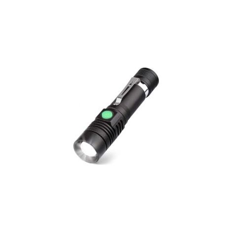 Torcia ricaricabile tramite USB, 600 lumen, impermeabile IP65, 4 modalità di illuminazione, zoomabile, ideale per uso domestico, campeggio, escursionismo e situazioni di emergenza (batteria inclusa) -