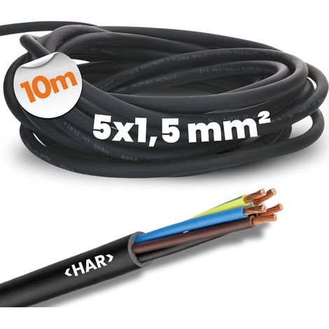 10 m Câble Électrique - Fil Souple 5G 1,5mm² - Noir (1/5)