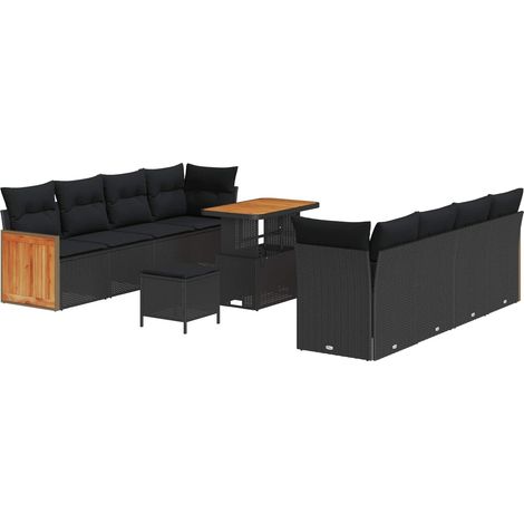 Maison Exclusive - Set Divano da Giardino 11 pz 11-Numero di posti Nero (1/5)