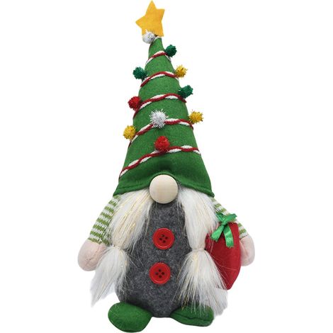 Gnome De Noël - Décoration En Tissu Avec Éclairage Doux - Pour Intérieur Table Et Sapin - 31 X 16 Cm - Vert - 1 Pièce (1/5)