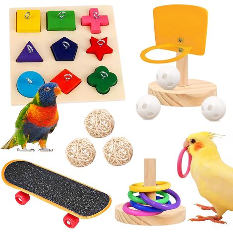 Jouet Pour Perroquet - Lot De 4 - Bois Et Métal - Puzzle D'intelligence - Cage Oiseau - Coloré (1/5)