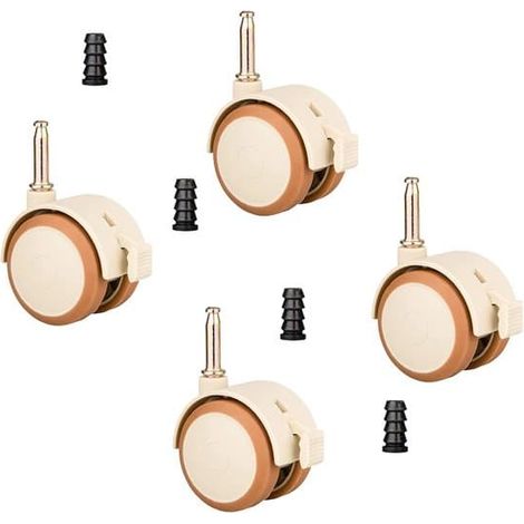 XEPHO Roulettes pivotantes pour meubles d'enfants - Lot de 4 avec axes de 65 mm, adaptées aux berceaux et aux couffins, avec freins et roue libre. (1/5)
