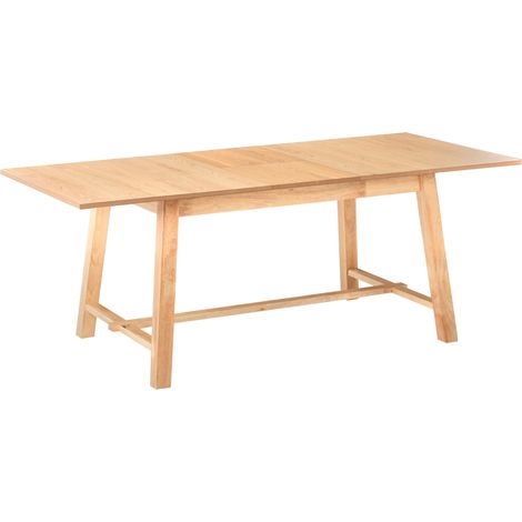 Table de Salle à Manger Extensible Rectangulaire 160/200 x 90 cm Pieds en Bois Massif Finition Naturelle Marron Clair Barnes (1/5)
